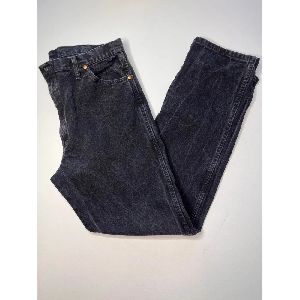Wrangler Mens Black Denim Jeans Classic Fit Straight Leg 1013MWZWK Size 38x34 - Picture 10 of 10
